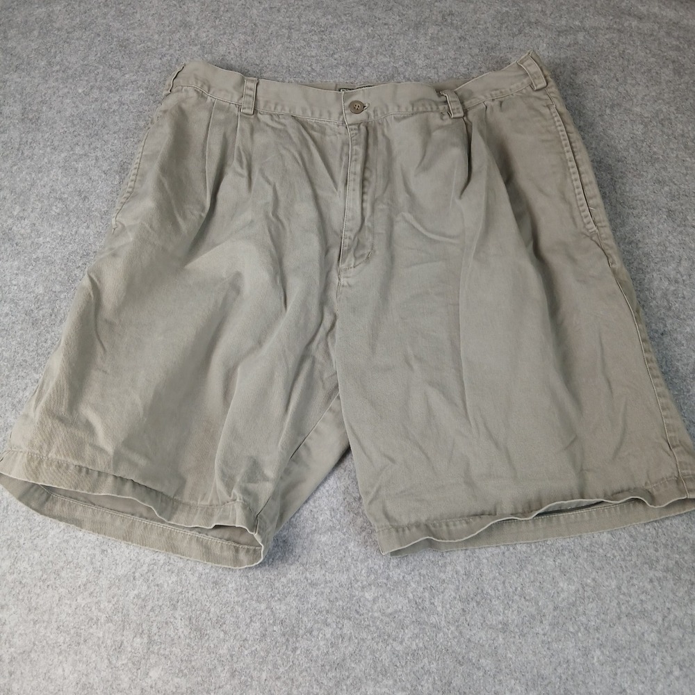 North Bay Chino Shorts Mens 38 Khaki Tan Pleated Cotton Casual Twill‎